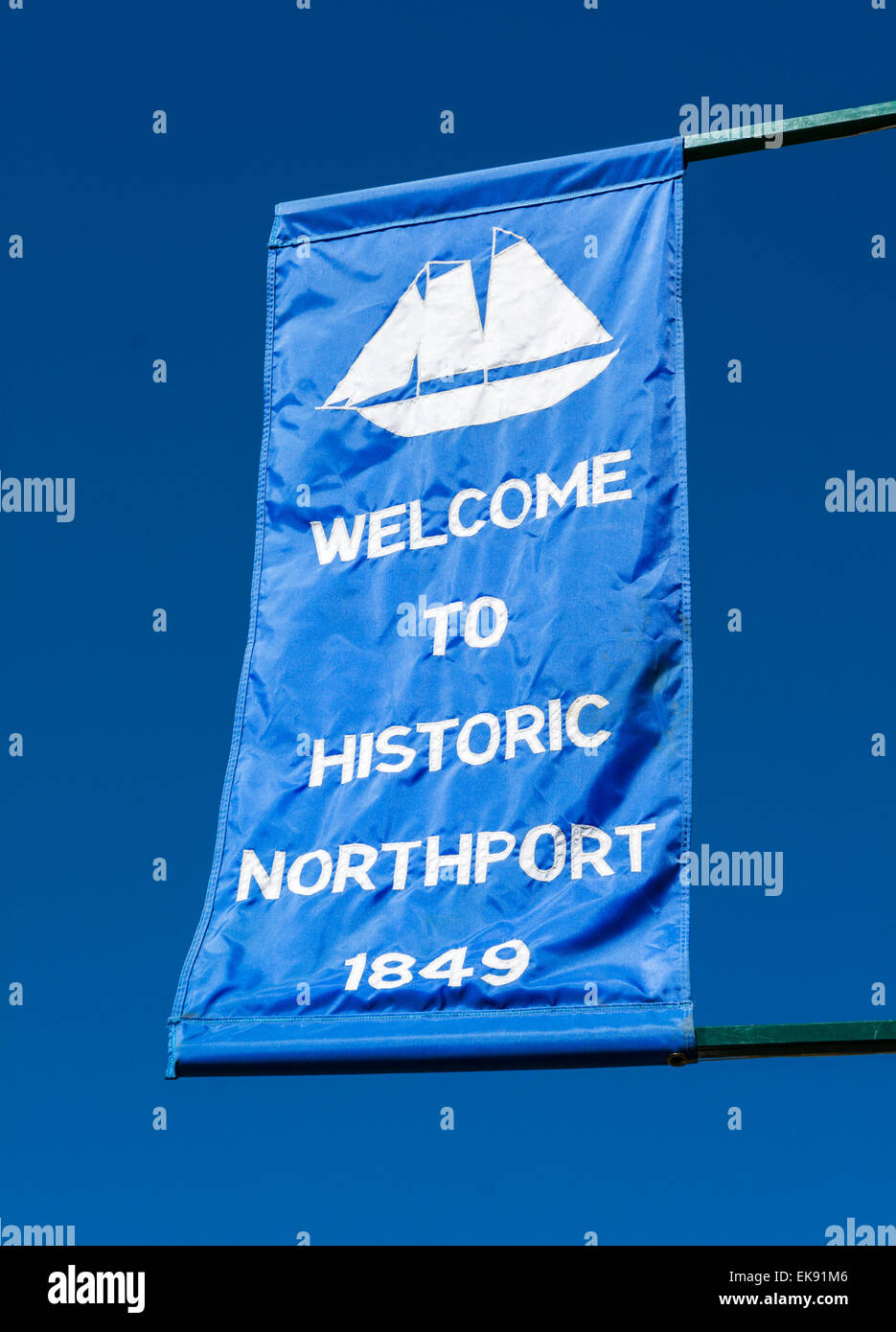 Michigan, Leelanau County, Northport, banner di benvenuto Foto Stock