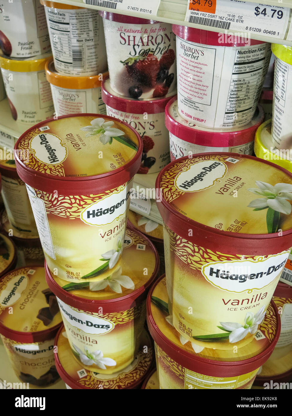 Ice Cream Freezer, Fairway Super mercato, New York City, Stati Uniti d'America Foto Stock