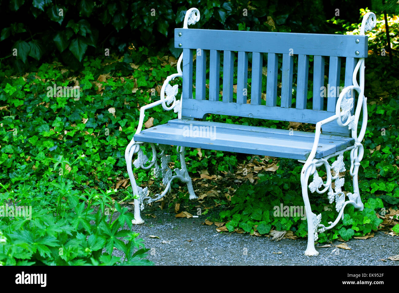 Banco solitario nel parco Foto Stock