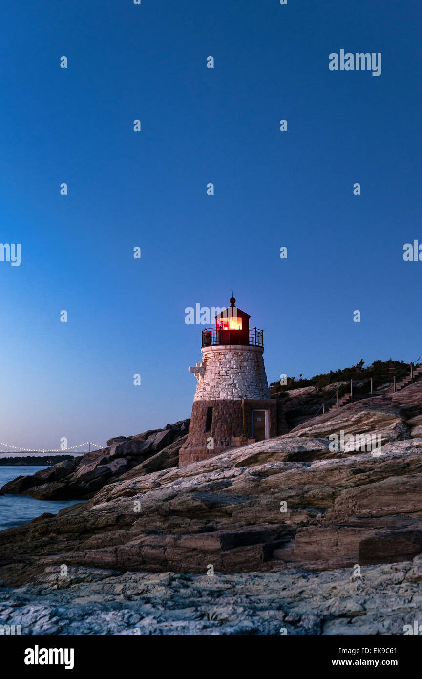 Castle Hill lighthouse, Newport, RI, Rhode Island, STATI UNITI D'AMERICA Foto Stock