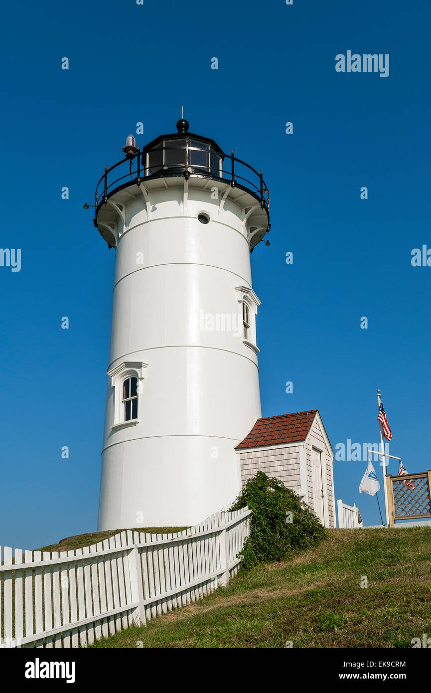 Punto Nobska Luce, Woods Hole, Falmouth, Cape Cod, Massachusetts, STATI UNITI D'AMERICA Foto Stock