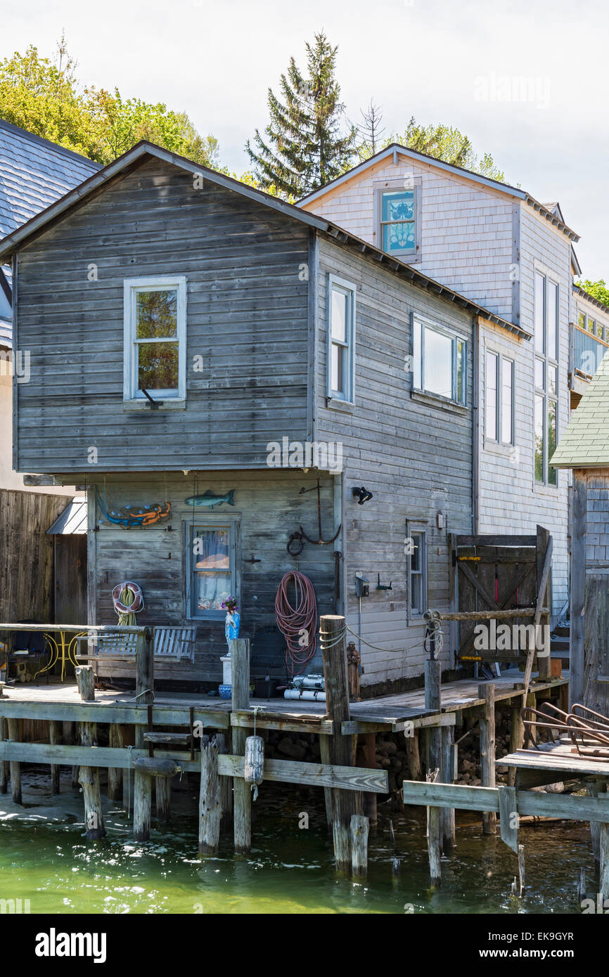 Michigan, Leelanau County, Leland storico quartiere aka Fishtown, shanty Foto Stock