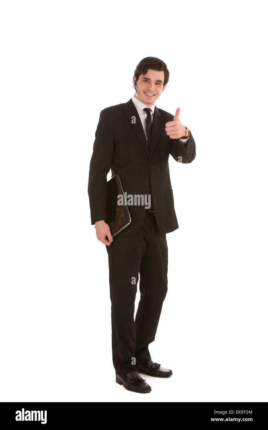 Happy businessman dando un pollice in alto Foto Stock