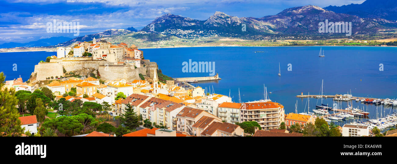 Vista panoramica di calvi, in corsica Foto Stock