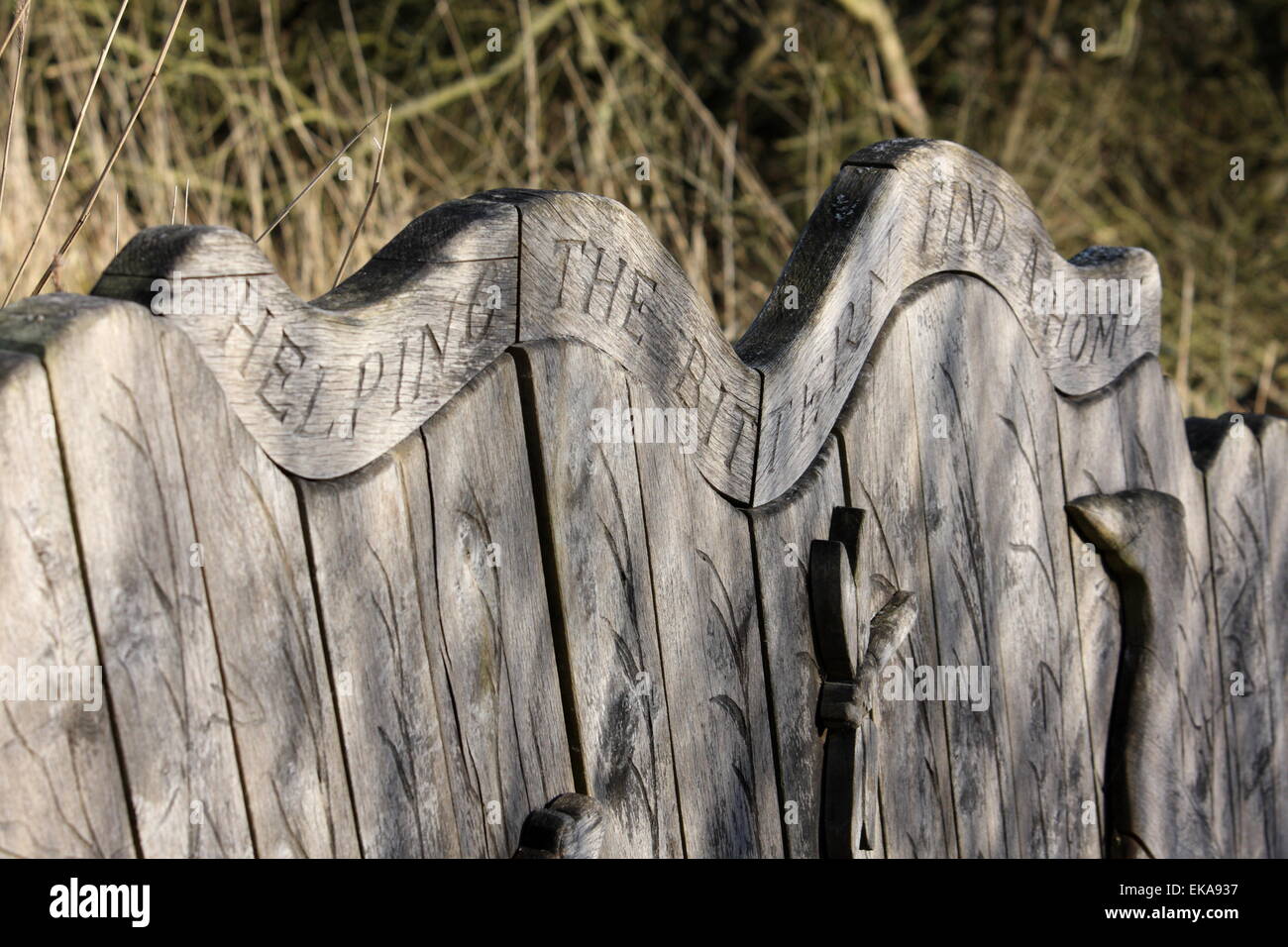 Scultura in legno a Stodmasrh Riserva Naturale Foto Stock