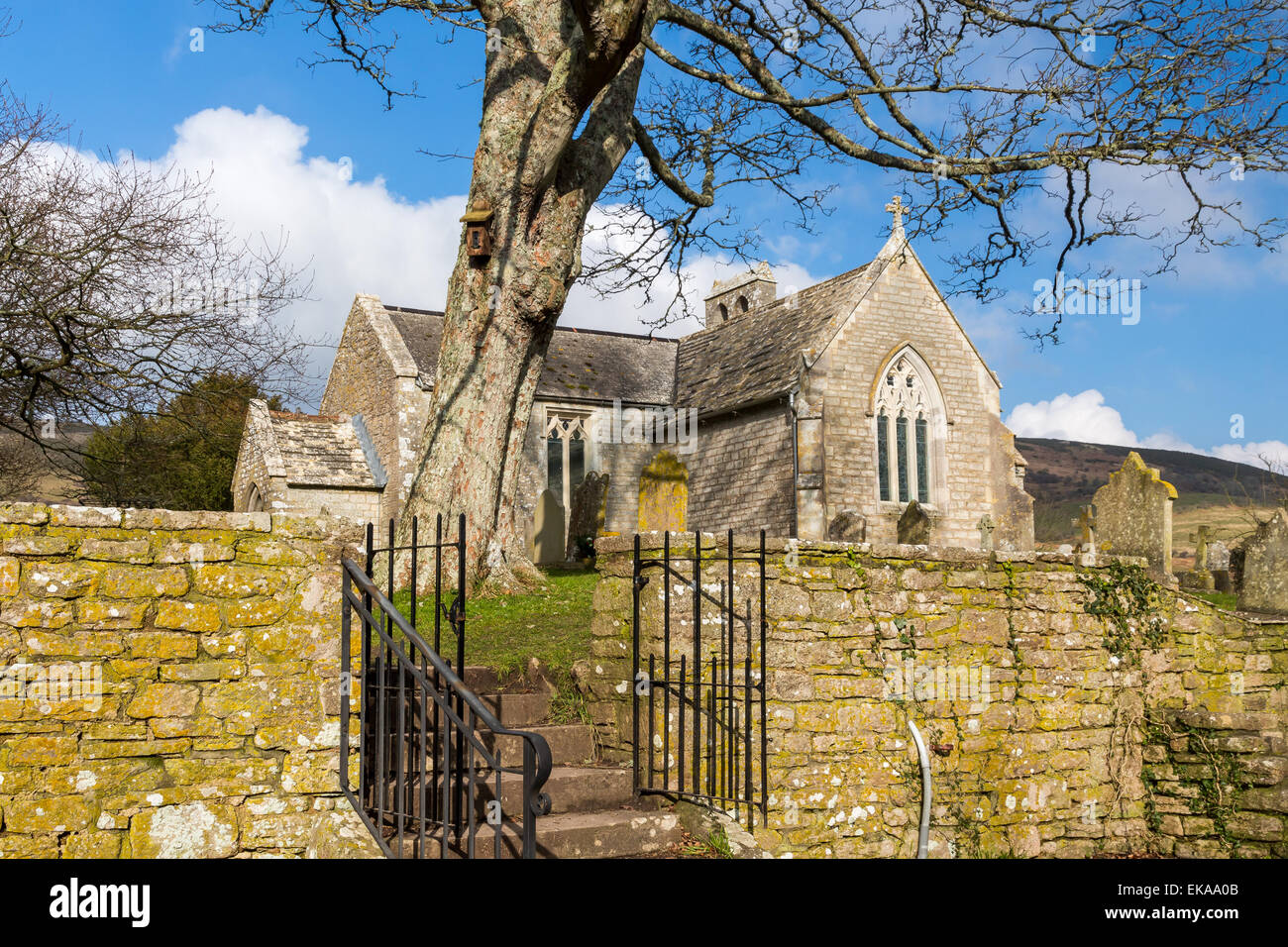 La chiesa di Santa Maria la Chiesa al Tyneham un villaggio fantasma nel Sud di Dorset, Inghilterra,sull'Isola di Purbeck Foto Stock