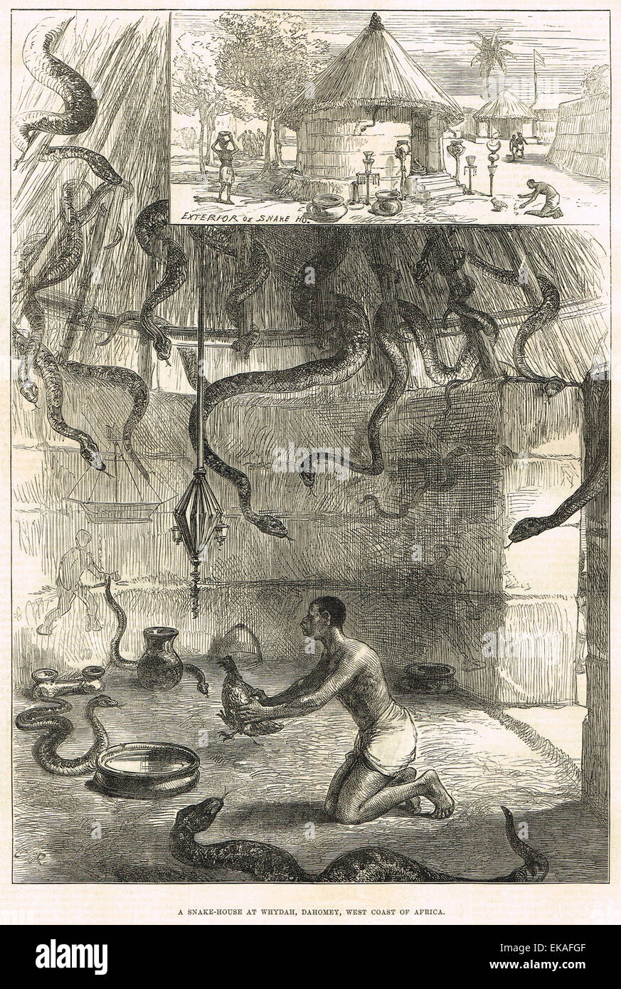 Casa di serpente Wydah Dahomey costa occidentale dell Africa 1876 Foto Stock