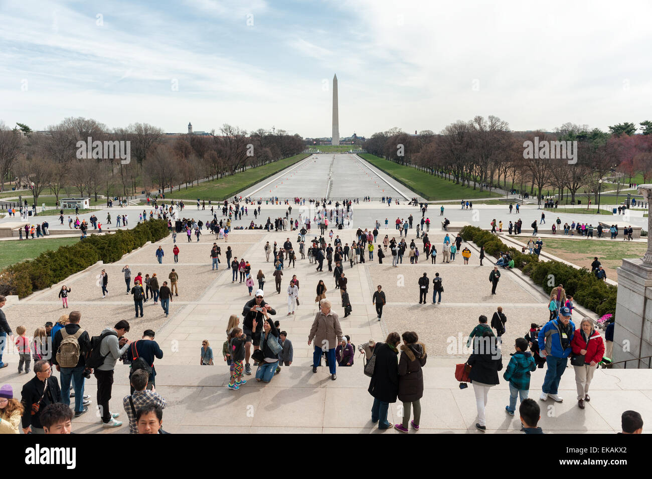 Il Lincoln Memorial a Washington D.C la gente su un scale Foto Stock