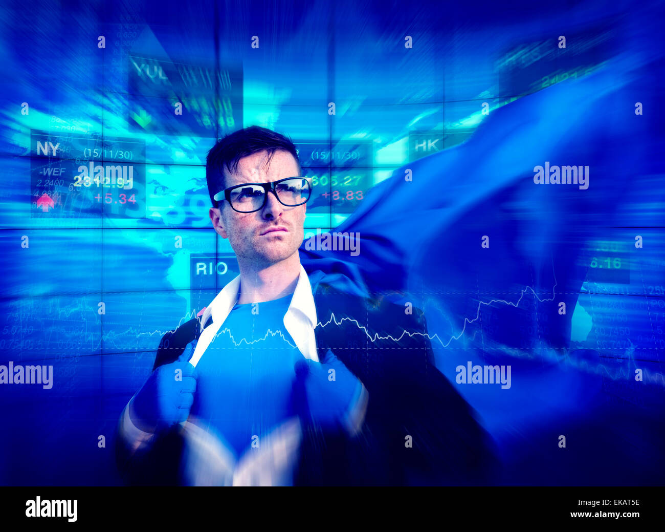 Forte aziendali potenti concetti di supereroi Foto Stock