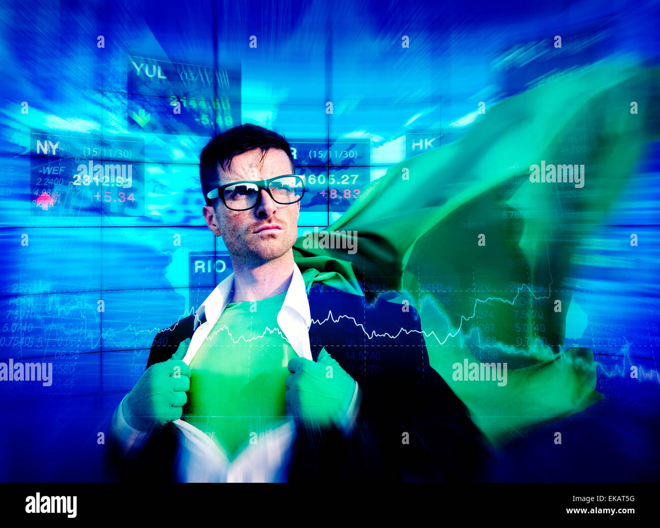 Forte aziendali potenti concetti di supereroi Foto Stock