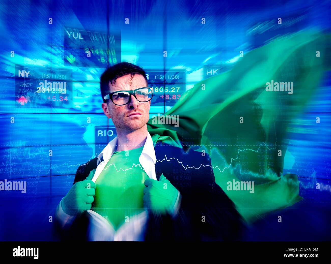 Forte aziendali potenti concetti di supereroi Foto Stock