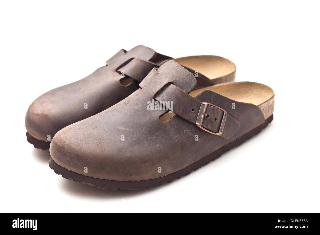 Pantofole isolati su sfondo bianco Foto Stock