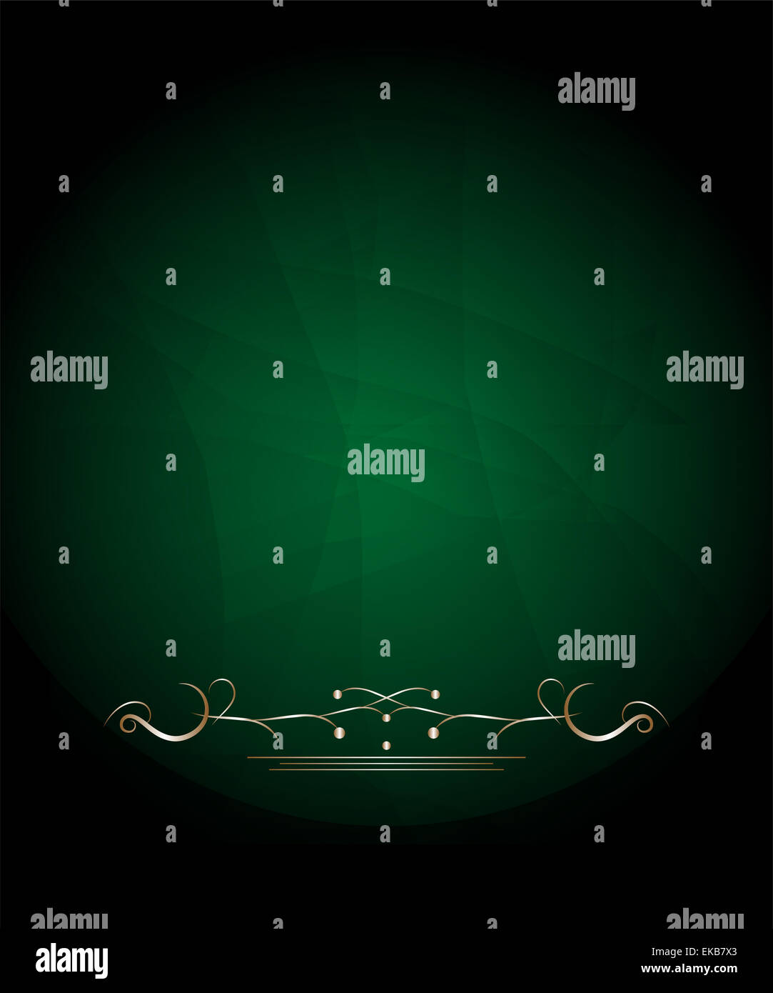 Green e gold card di invito con motivo di ornamento Foto Stock