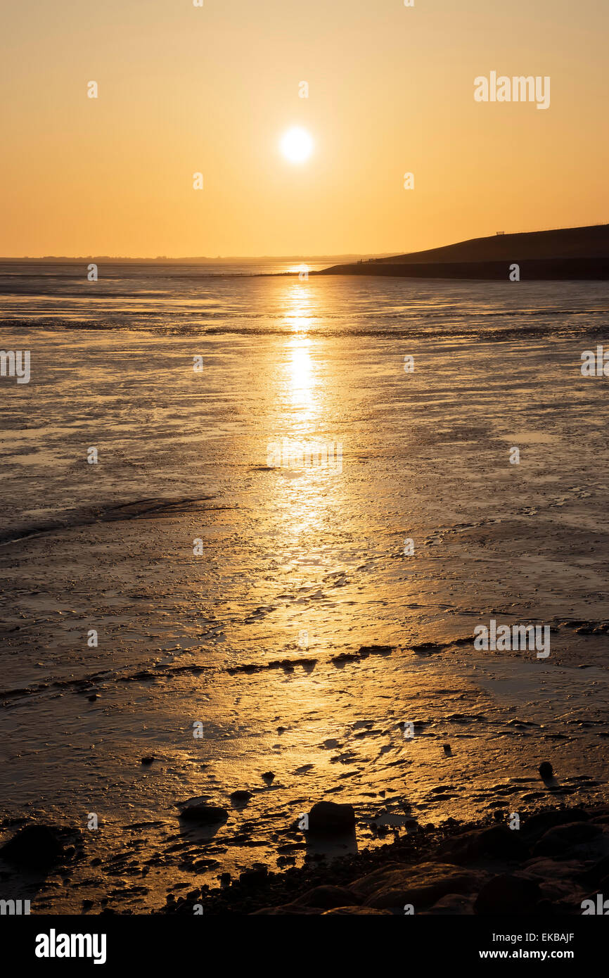 Tramonto sul mare di Wadden Foto Stock