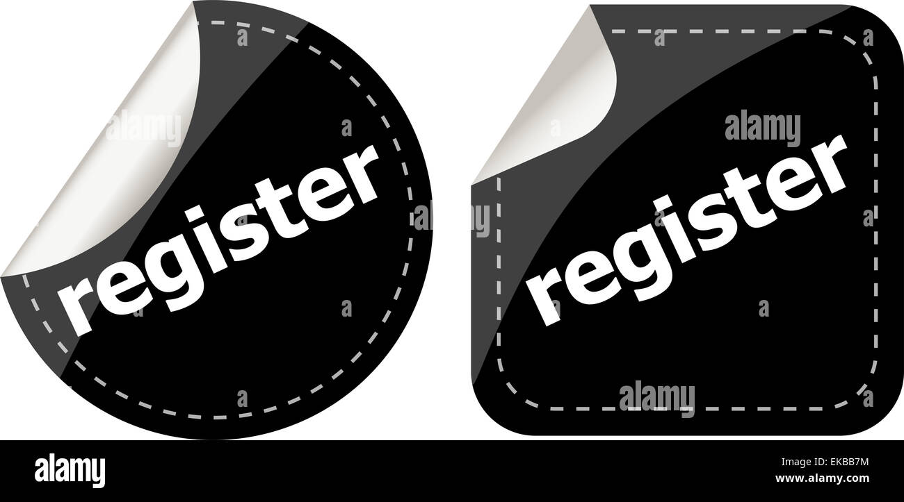 Registro adesivi nero set, pulsante a icona Foto Stock