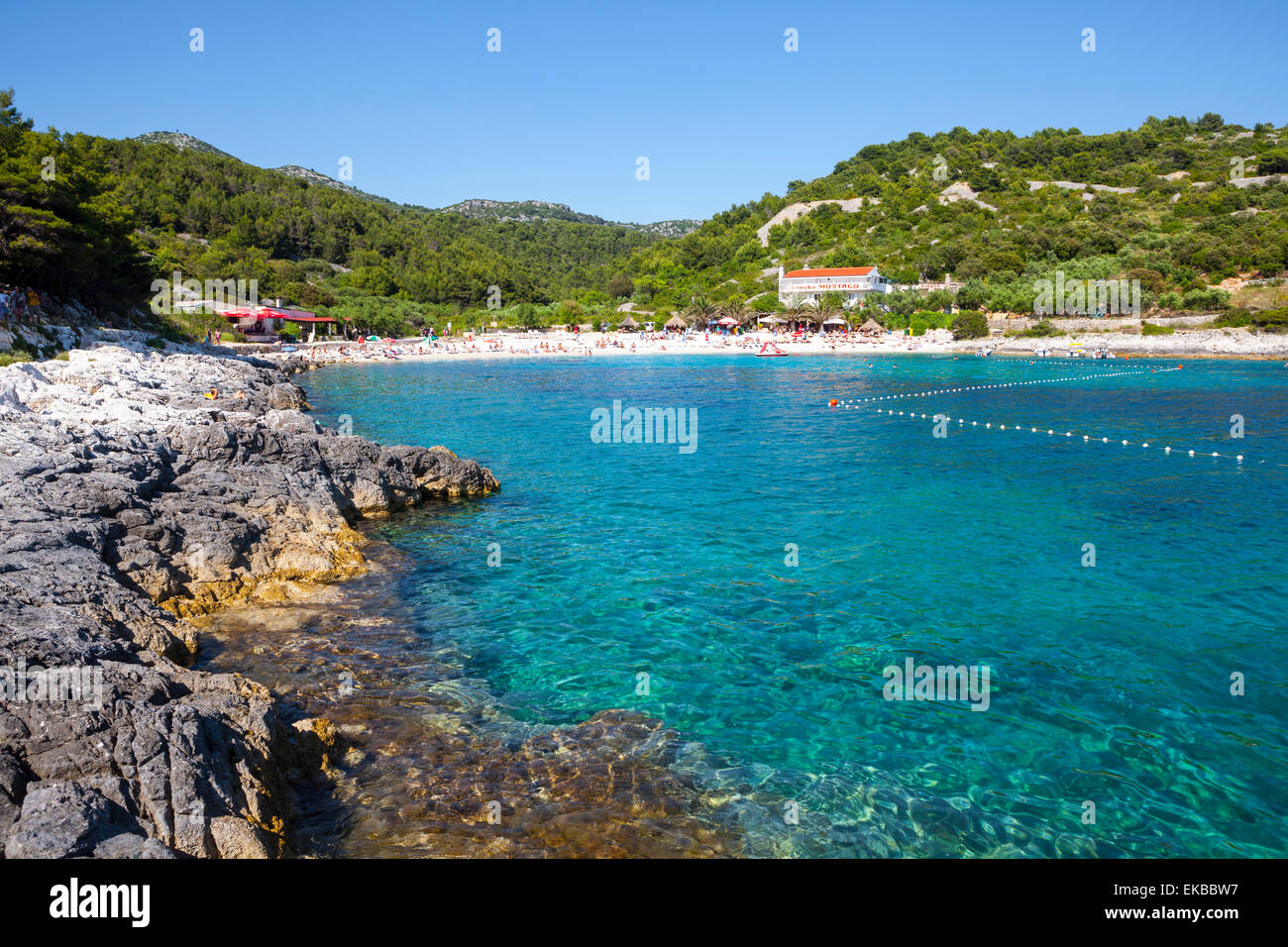 Pittoresca Spiaggia Vicino La Citta Di Hvar Hvar Dalmazia