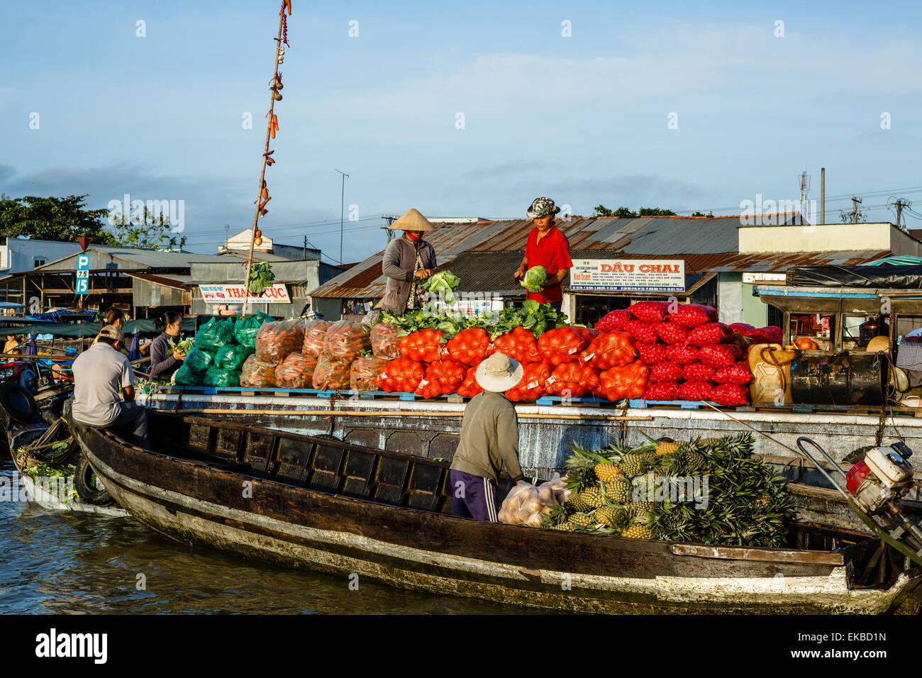 Cai Rang mercato galleggiante al Delta del Mekong, Can Tho, Vietnam, Indocina, Asia sud-orientale, Asia Foto Stock