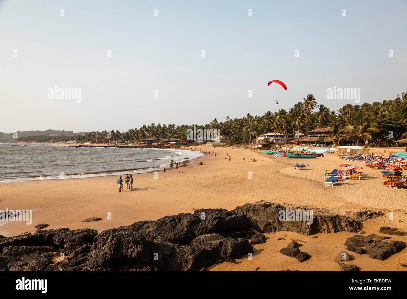 Vista di Sud Anjuna Beach, Goa, India, Asia Foto Stock