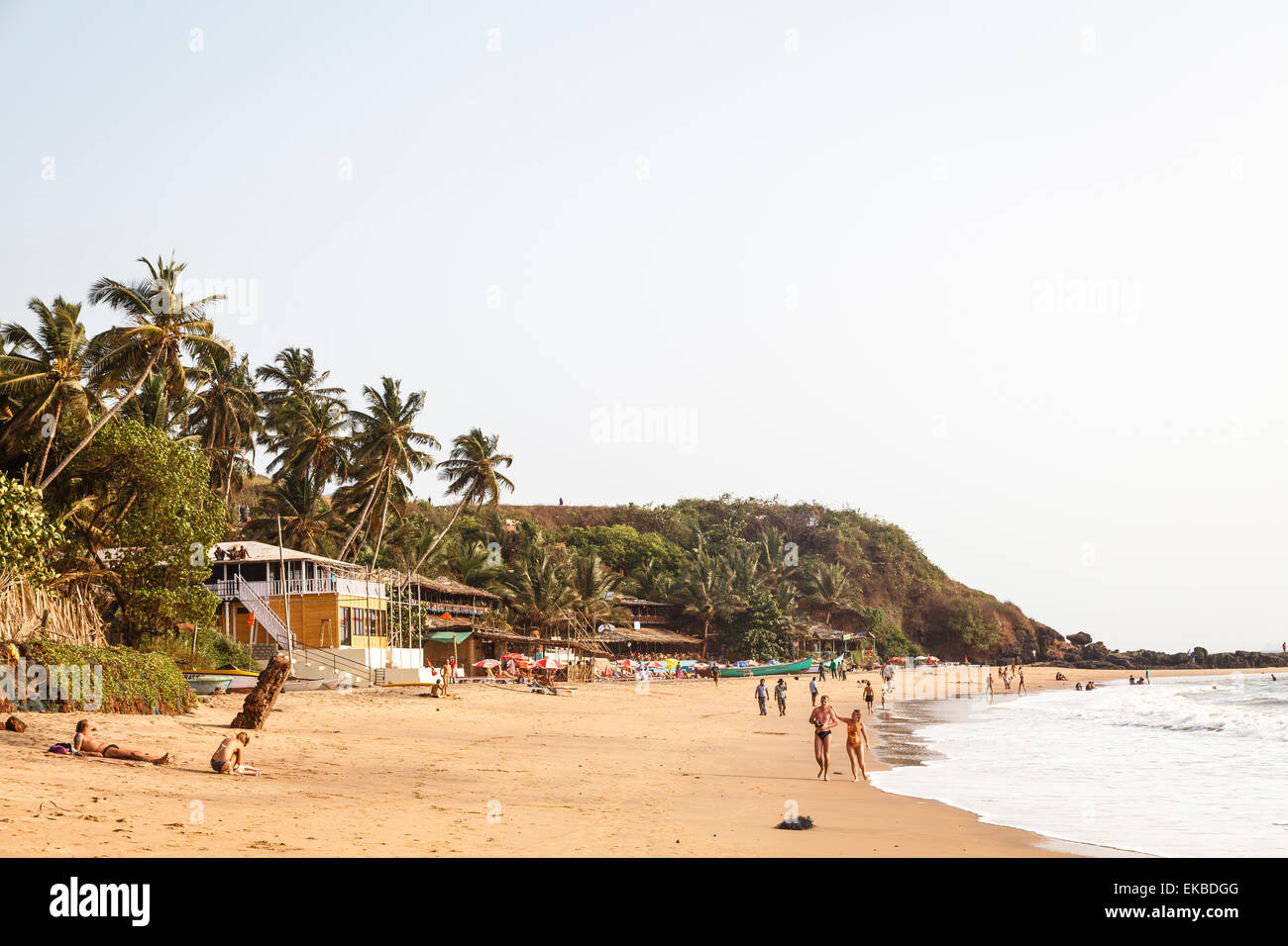 Vista di Sud Anjuna Beach, Goa, India, Asia Foto Stock