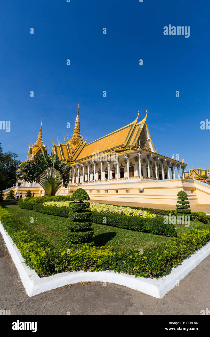 Trono Hall, Royal Palace, nella capitale Phnom Penh, Cambogia, Indocina, Asia sud-orientale, Asia Foto Stock