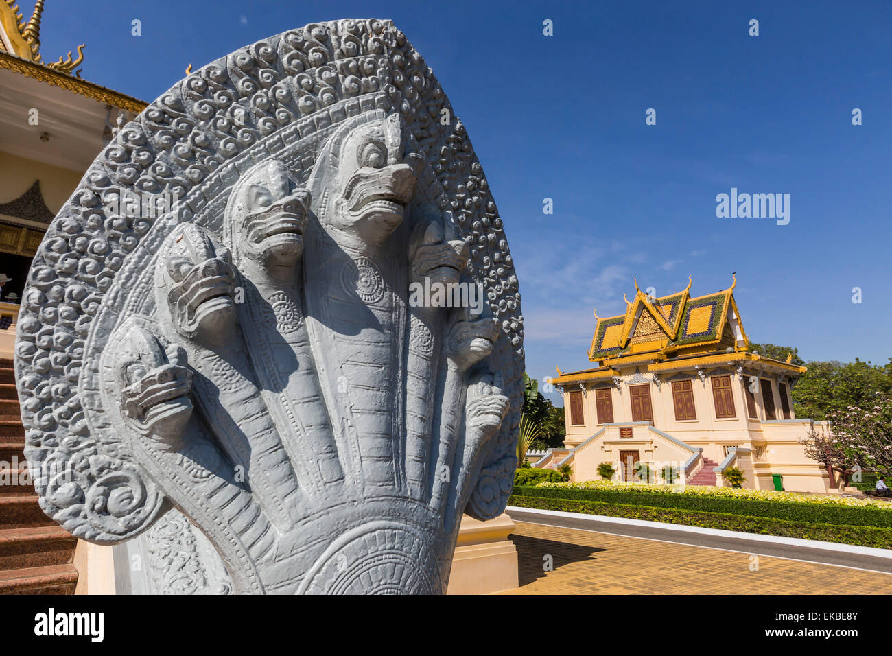 Hor Samran Phirun, Royal Palace, nella capitale Phnom Penh, sul fiume Mekong, Cambogia, Indocina, Asia Foto Stock