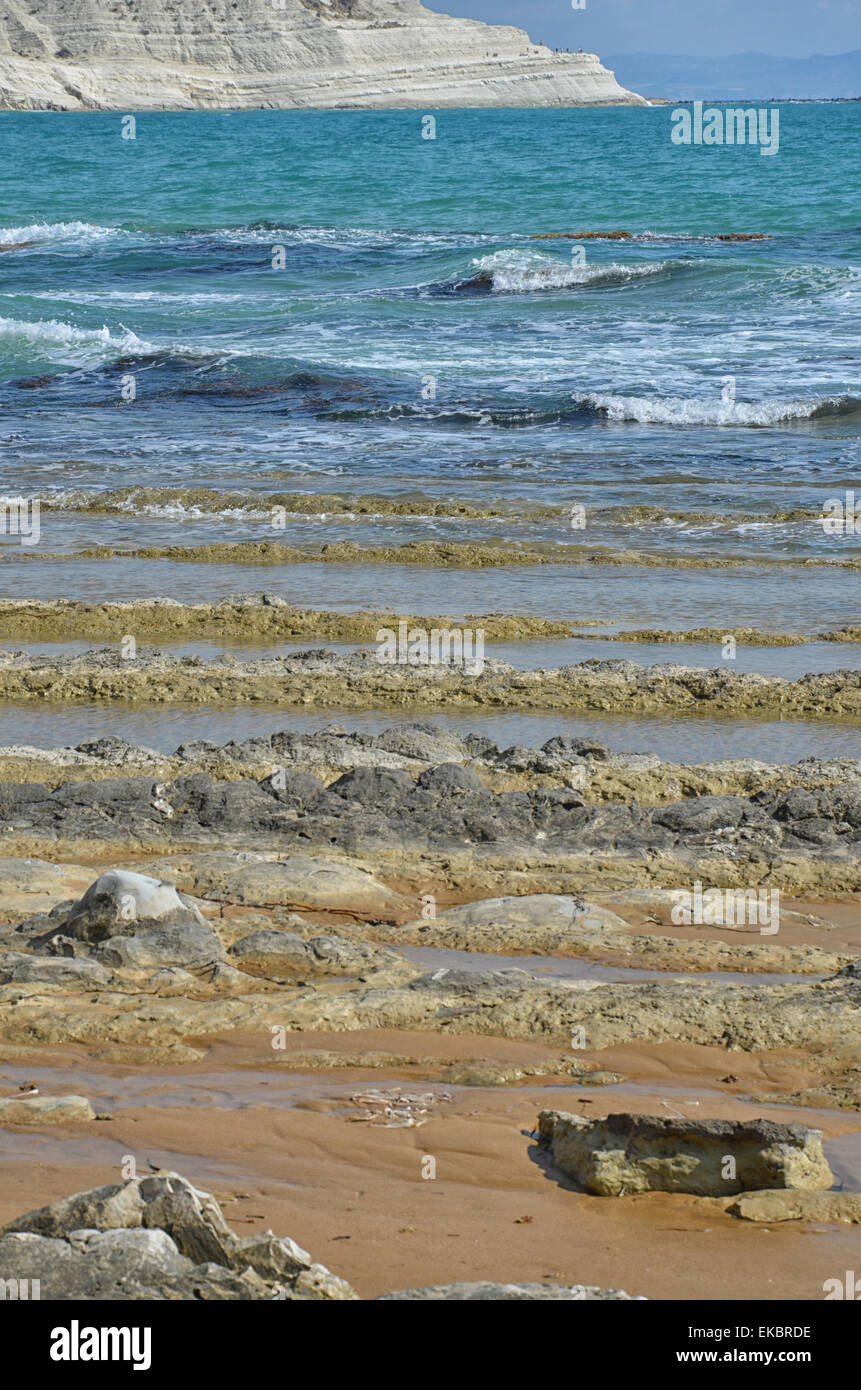 Vista del mar Mediterraneo dalla scalinata turco Foto Stock