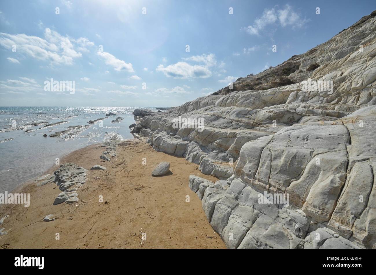 Vista del mar Mediterraneo dalla scalinata turco Foto Stock