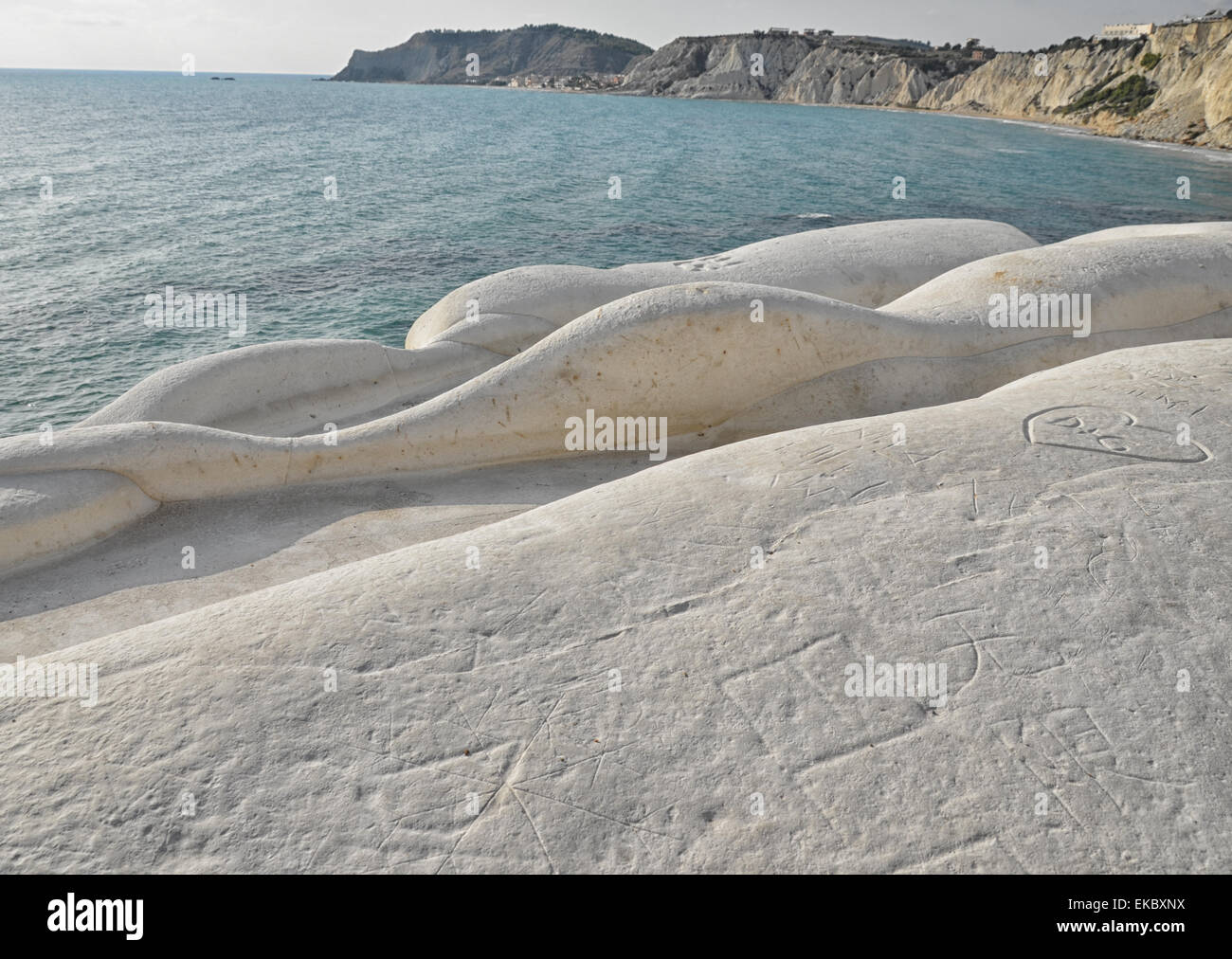 Vista del mar Mediterraneo dalla scalinata turco Foto Stock