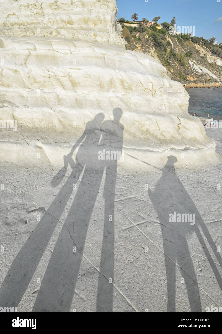 Ombre su la scala dei turchi in Sicilia Foto Stock