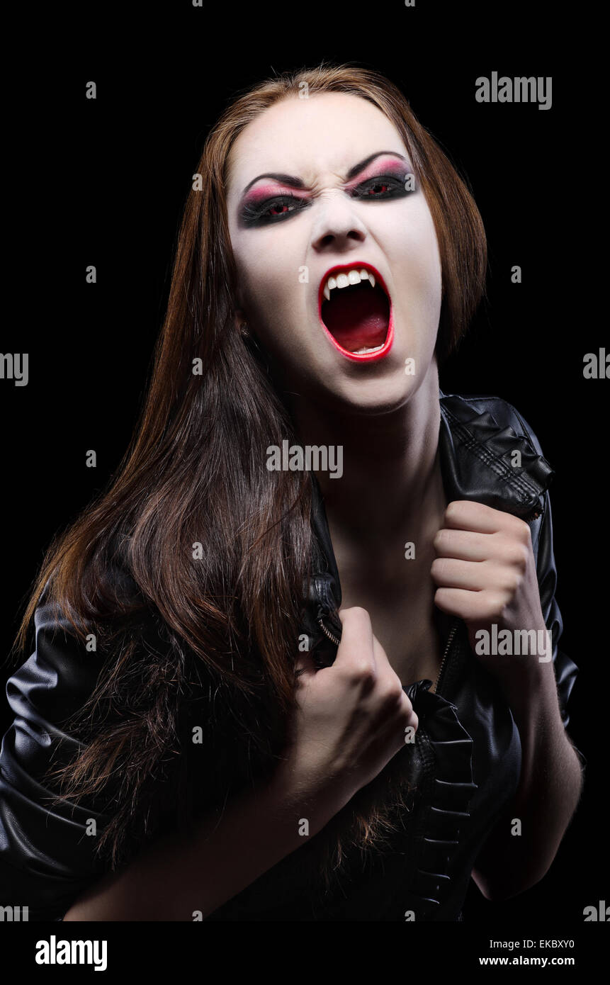 Giovane bella donna vampiro Foto Stock