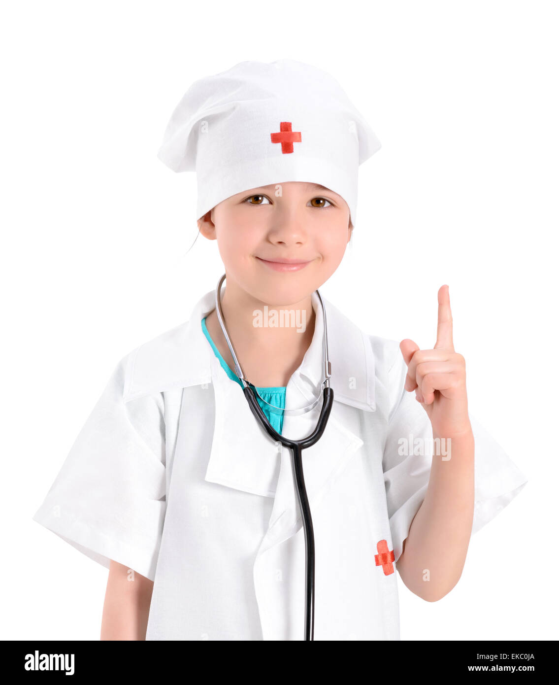 Sorridente bambina riproduzione medico Foto Stock