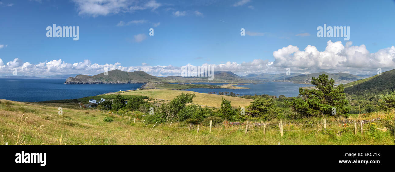 Paesaggio vista panoramica dell' isola Valentia presso l'anello di Kerry, la Contea di Kerry, Irlanda Foto Stock