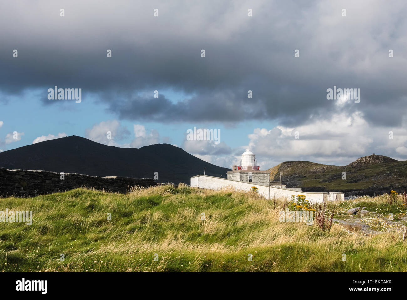 Cromwell faro sull' isola Valentia, nella contea di Kerry, Irlanda Foto Stock