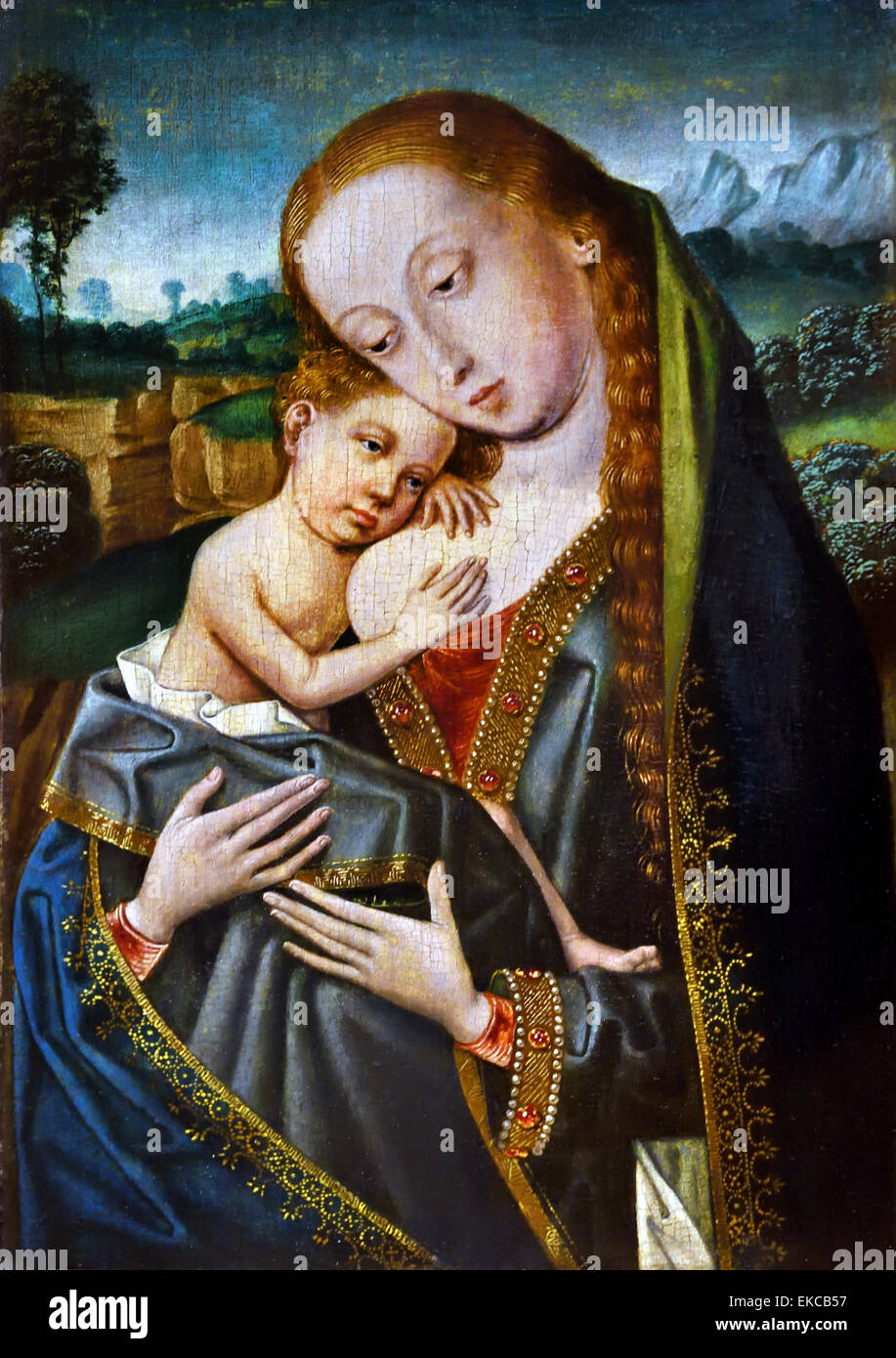 Madonna con Bambino 1515 Maestro della Maddalena leggenda del XVI secolo Bruxelles Belgio Fiammingo Belgio Foto Stock