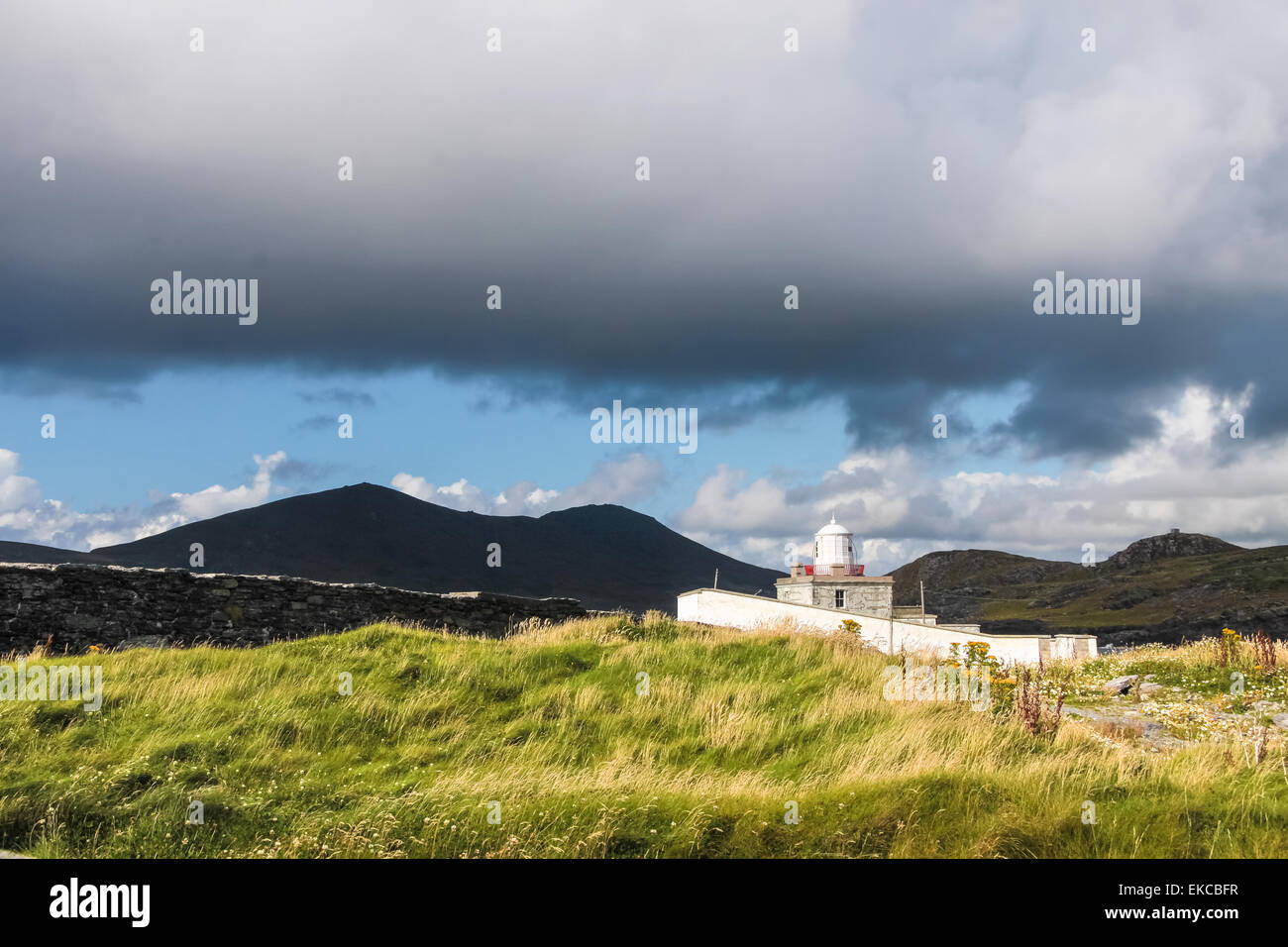Cromwell faro sull' isola Valentia, nella contea di Kerry, Irlanda Foto Stock