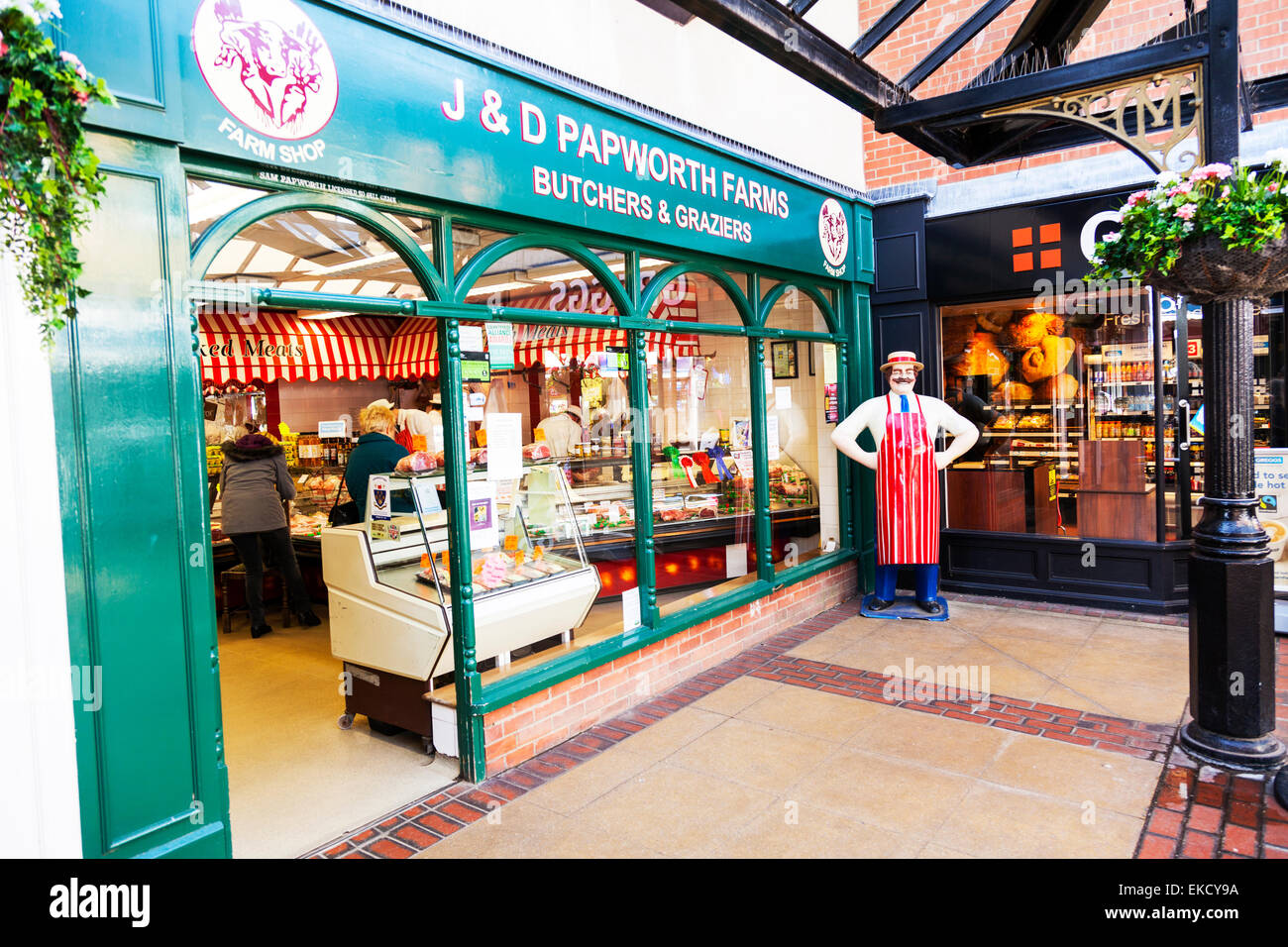 Macellerie shop & Graziers farm foods store facciata anteriore carni fresche per la vendita Norwich Norfolk REGNO UNITO Inghilterra Foto Stock