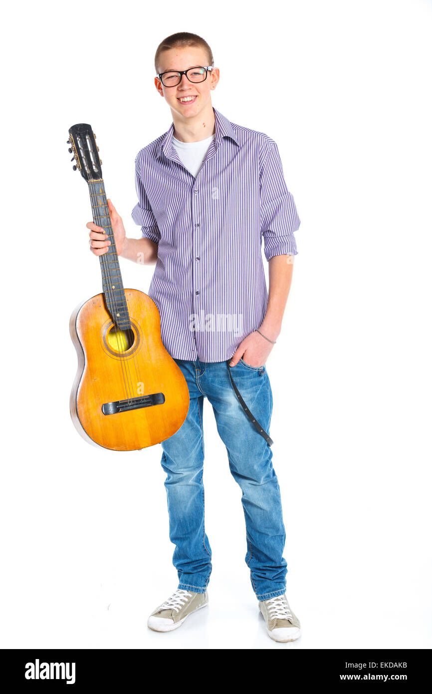 Ragazzo con la classica chitarra spagnola Foto Stock