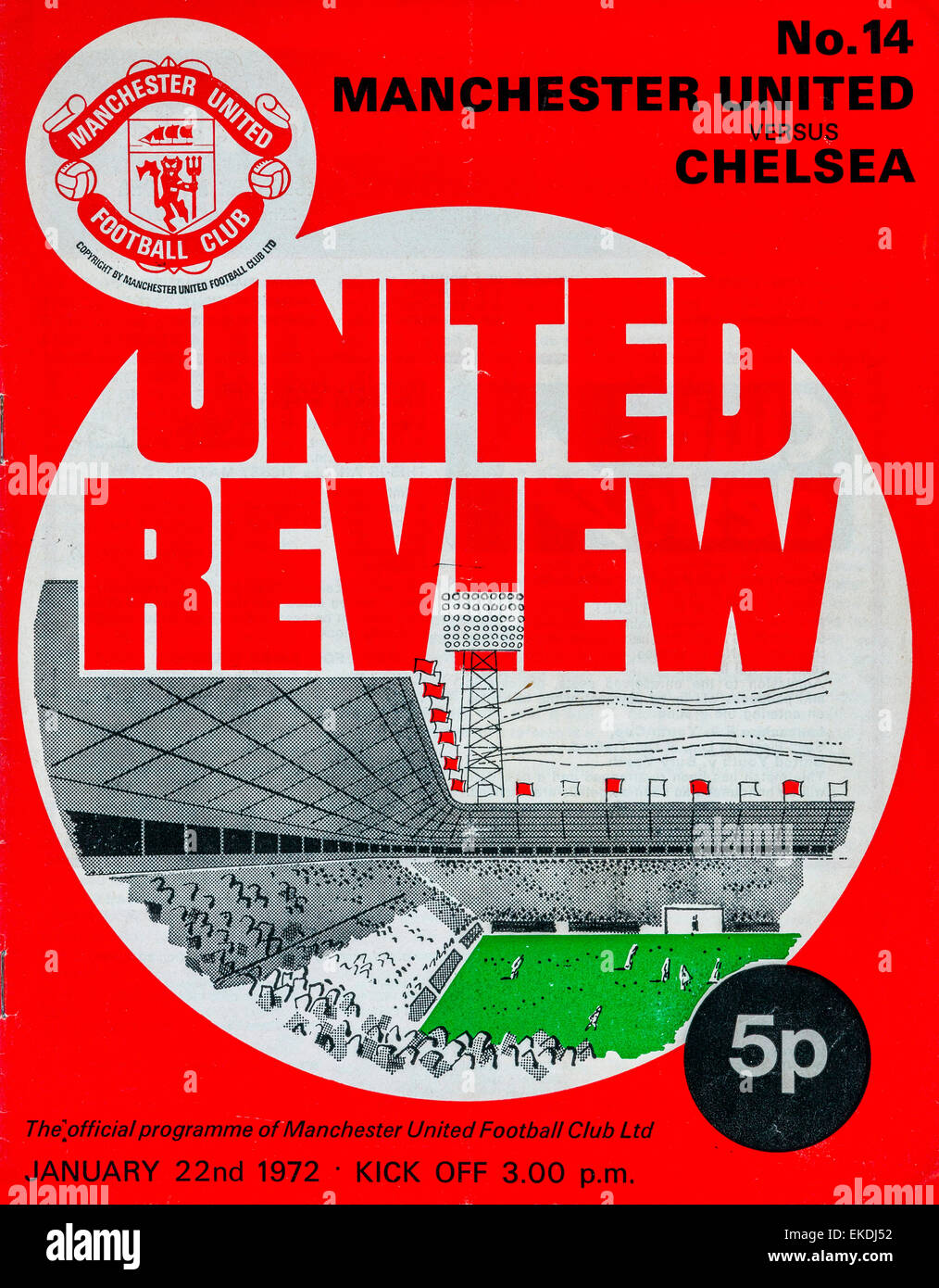 Il Manchester United v Chelsea Football programma. Il 22 gennaio 1972. Foto Stock