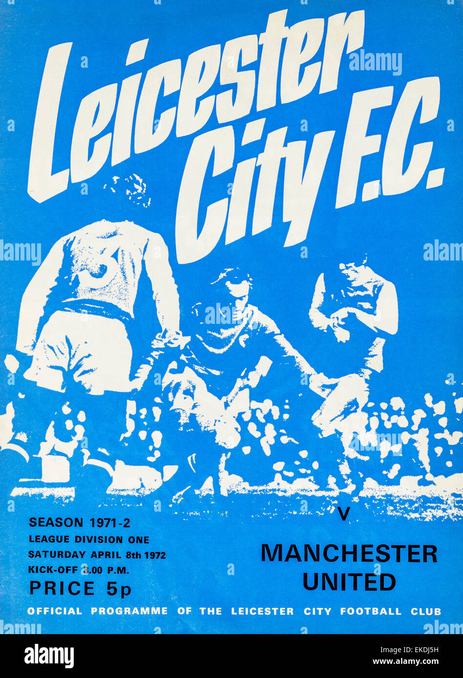 Il Leicester City v Manchester United football programma. Dal 8 Aprile 1972 Foto Stock