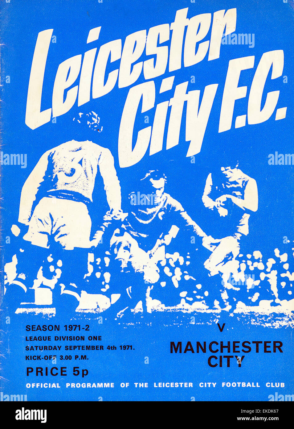 Il Leicester City v Manchester City Calcio programma. 4 Settembre 1971 Foto Stock