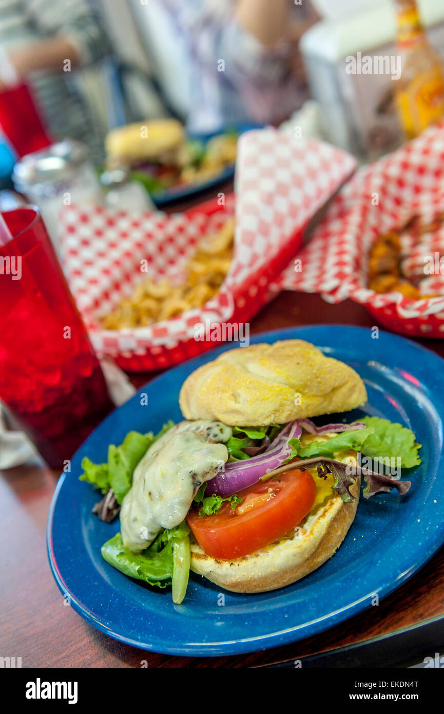 Un barbecue sandwich di maiale servito presso il Cowboy affumicatoio di gelato. La storica Route 66. Amarillo. Texas. Stati Uniti d'America Foto Stock