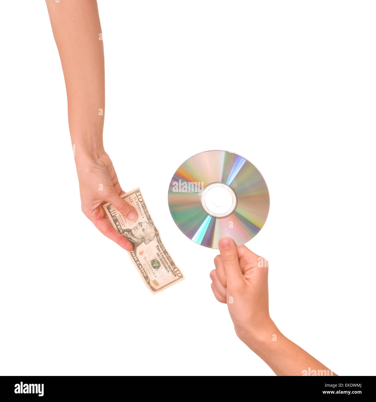 Persona acquista un disco per dieci dollari Foto Stock