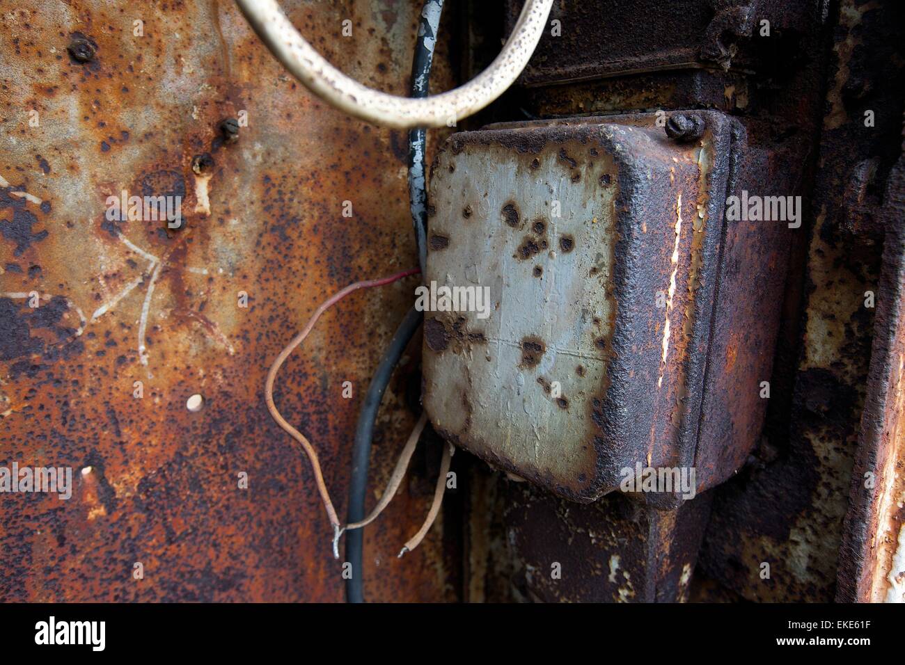 Casella arrugginita Foto Stock
