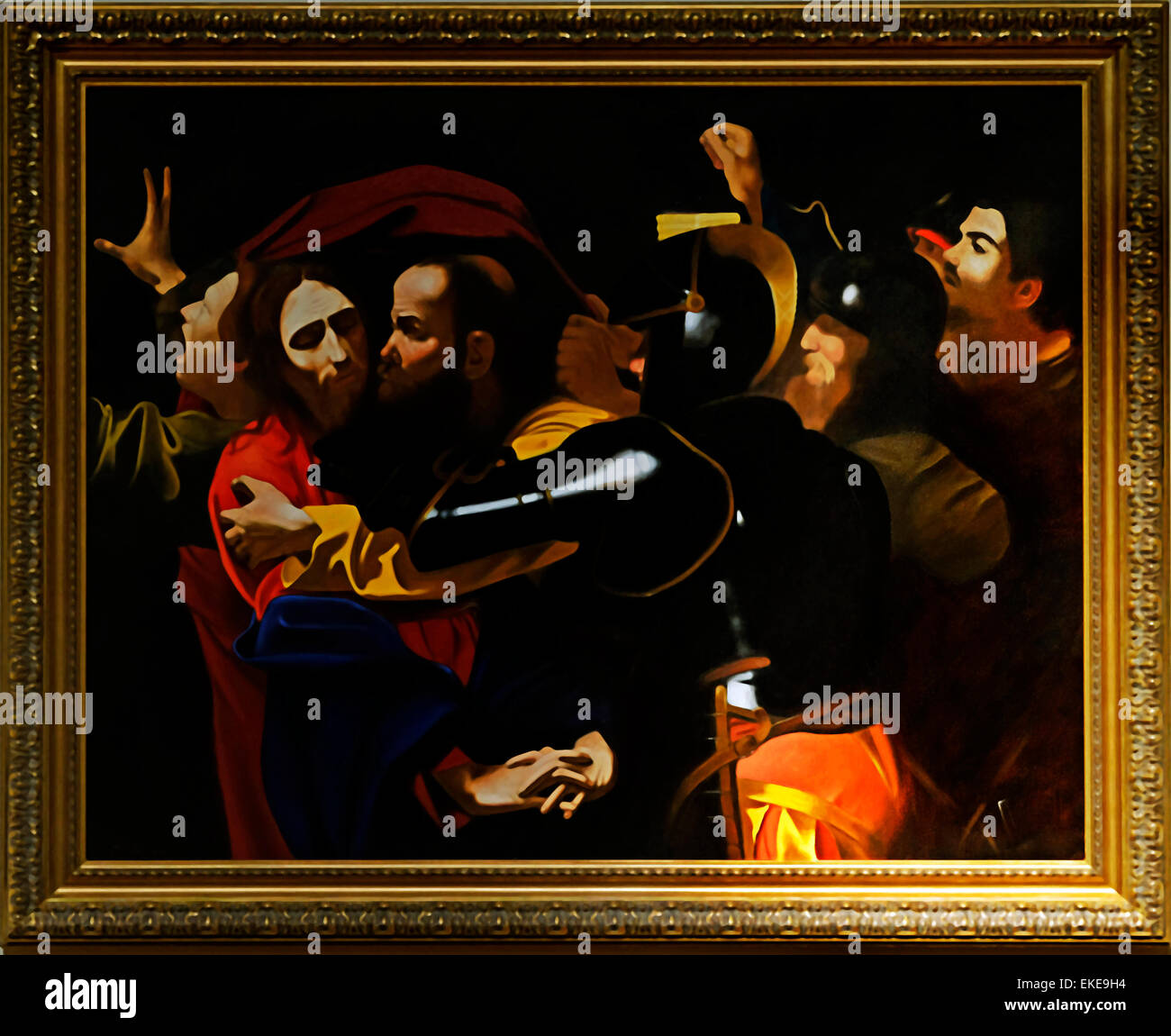 Una vita esemplare di dimensioni del famoso dipinto 'L'assunzione di Cristo" di Caravaggio appeso a Santa Teresa la Chiesa in Dublino Foto Stock