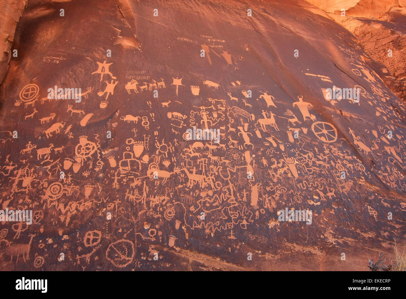 Petroglifi indiani, Newspaper Rock membro Monumento storico, Utah Foto Stock