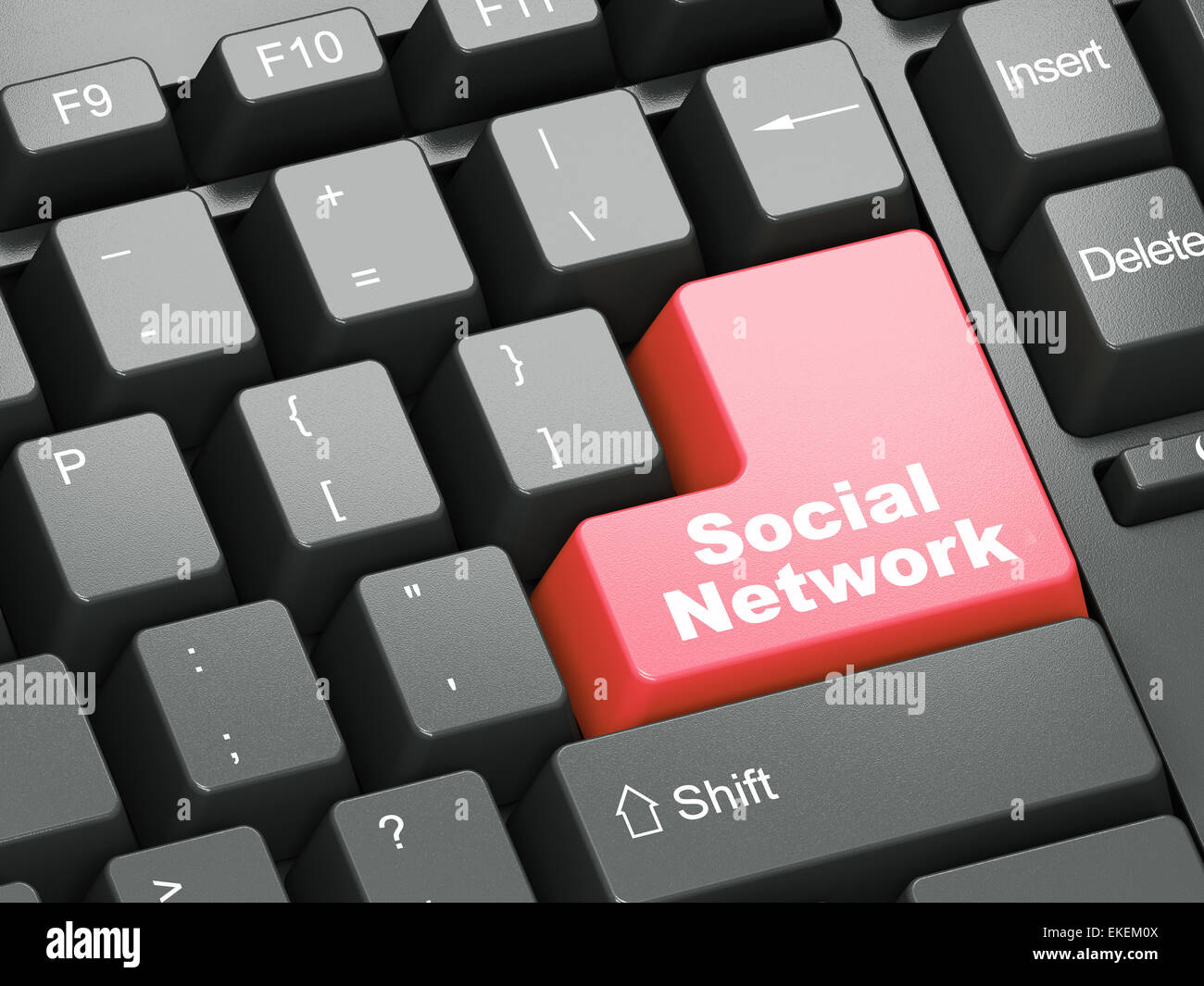 Tastiera nera con Social Network button Foto Stock