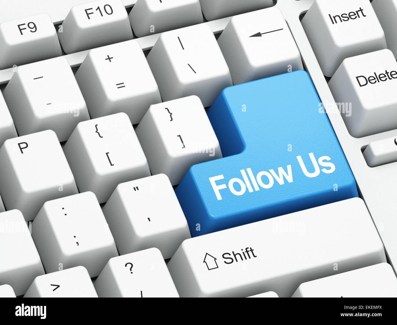 Tastiera con blue Follow Us button Foto Stock