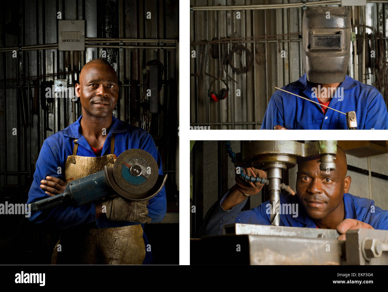 Saldatore africana con maschera Foto Stock