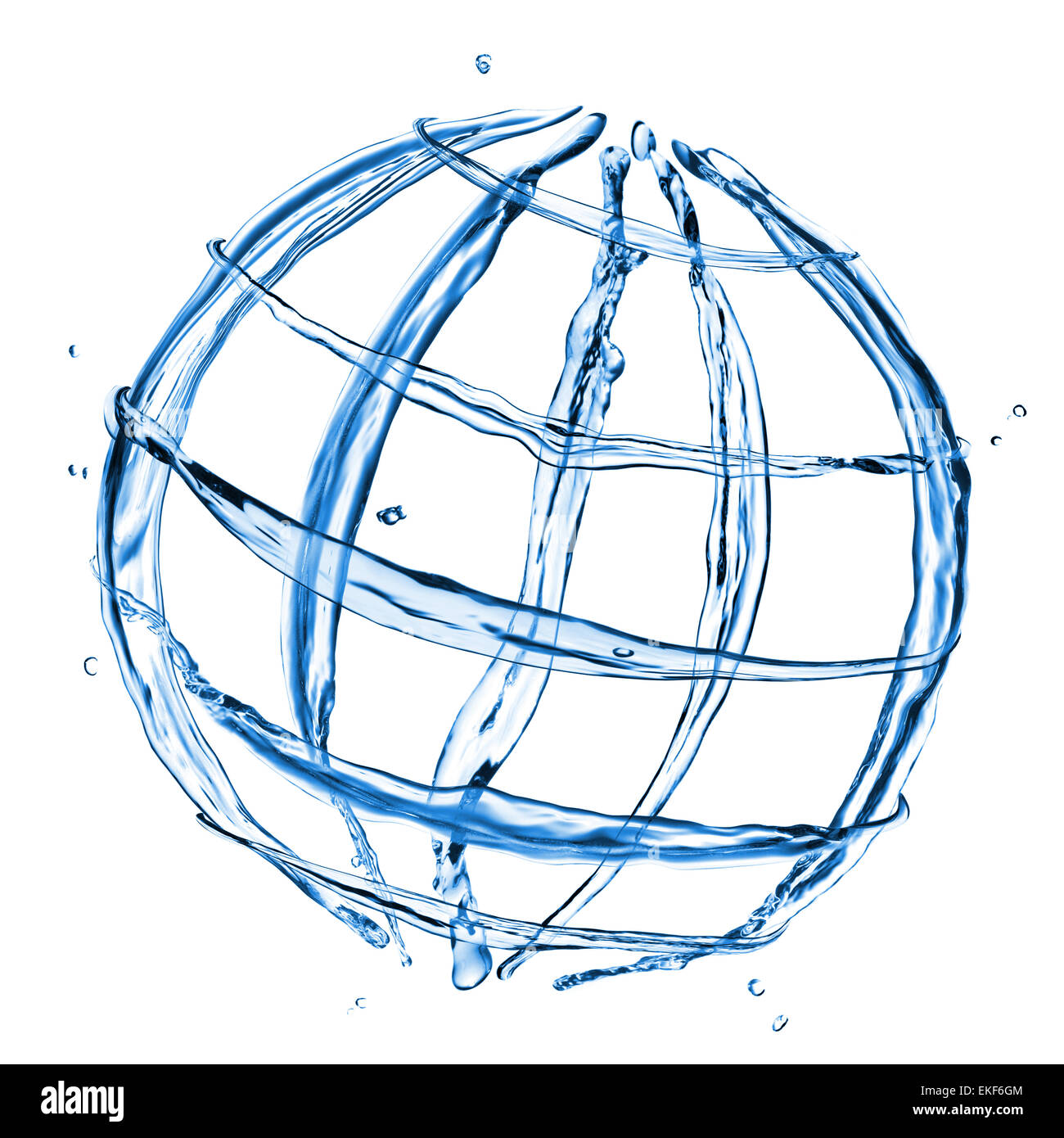 Globo astratta da spruzzi di acqua isolato su bianco Foto Stock