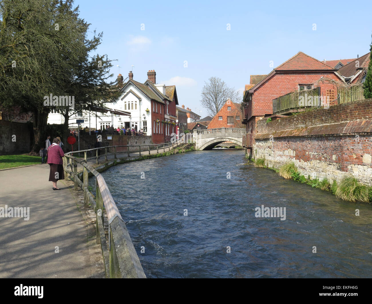 Winchester: Fiume Itchen riverside walk Foto Stock